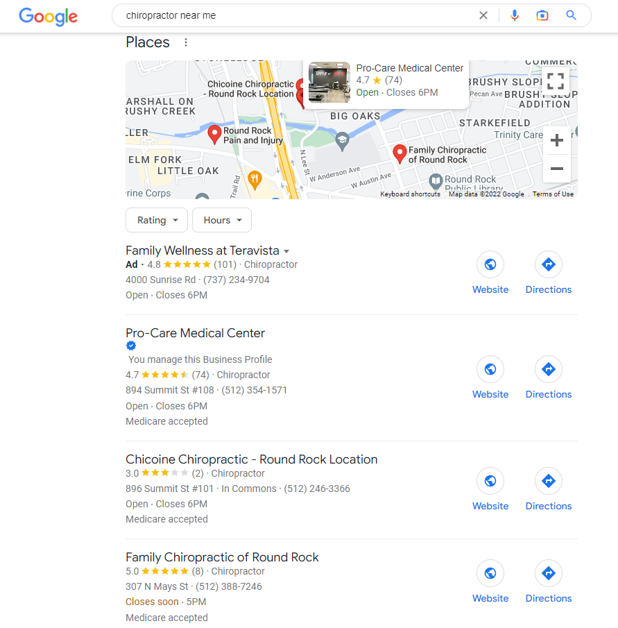 Patient reviews for search